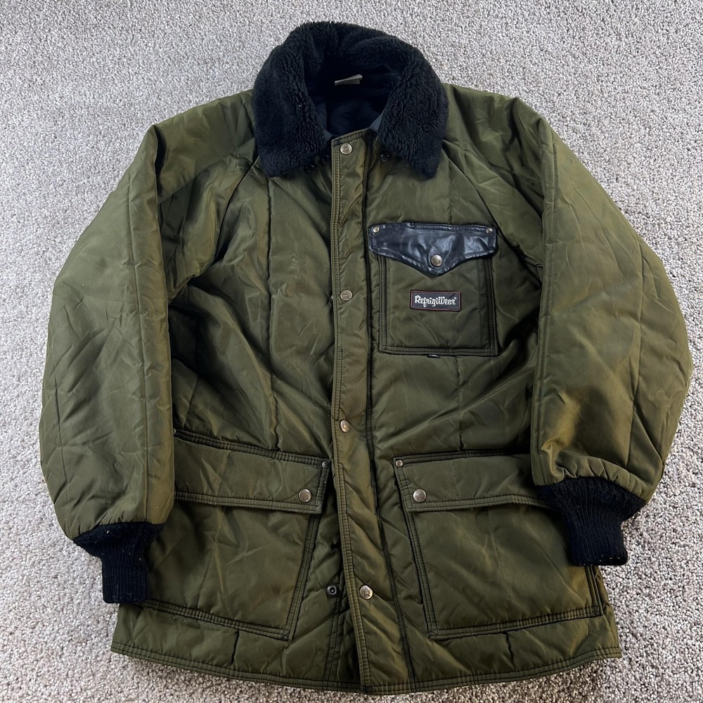 Vintage RefrigiWear Coat Mens Medium Green Nylon Quilted Insulated 508 USA